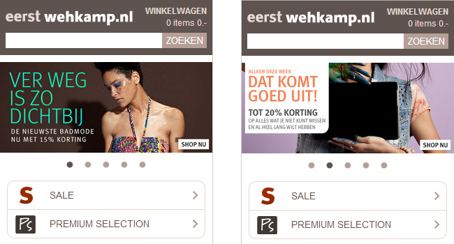 Mobiele website wehkamp.nl